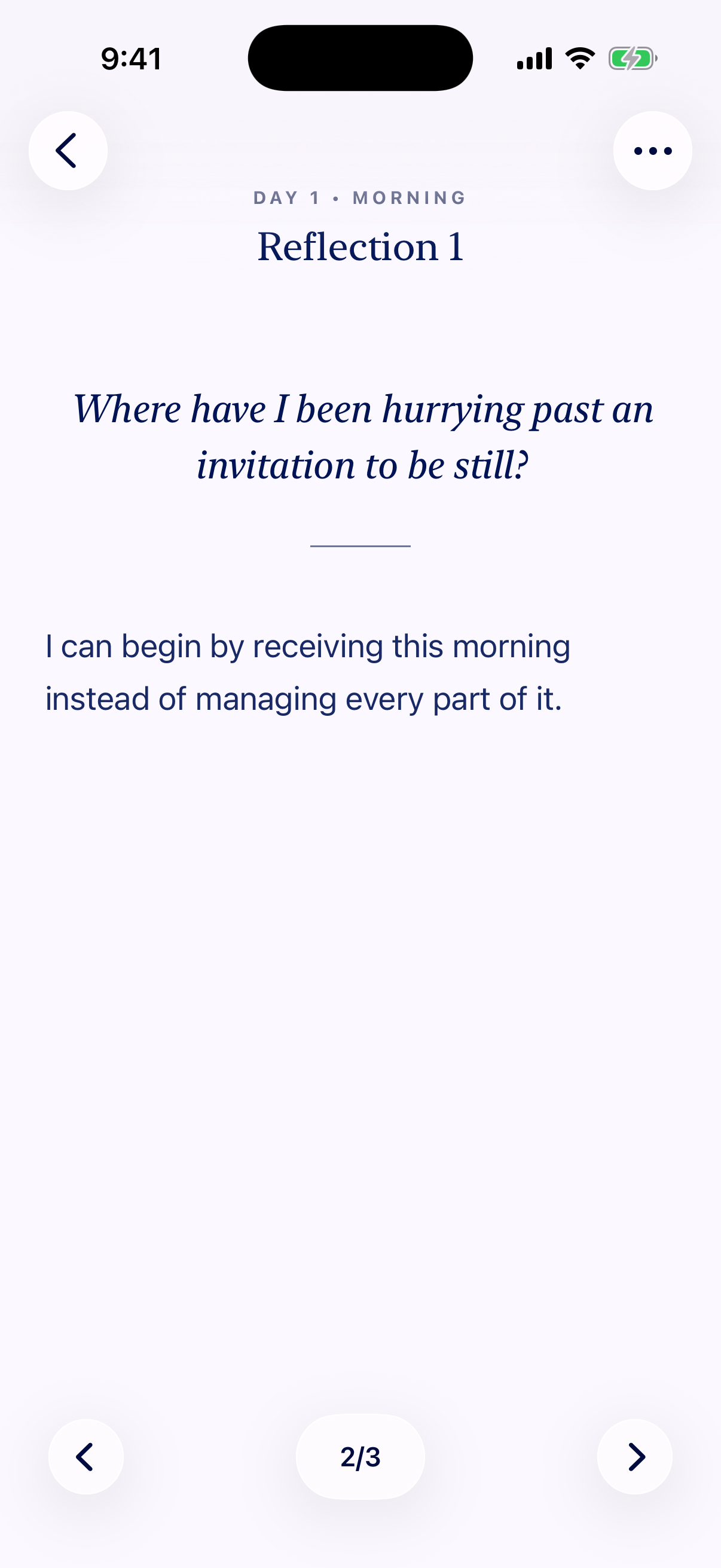 A reflection prompt in Glean’s focused devotional mode on iPhone